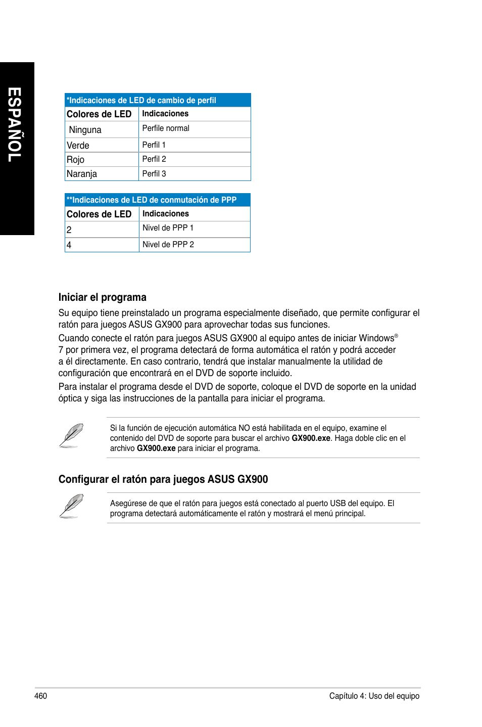 Es pa ño l es pa ño l es pa ño l es pa ño l | Asus CG8480 User Manual | Page 462 / 836