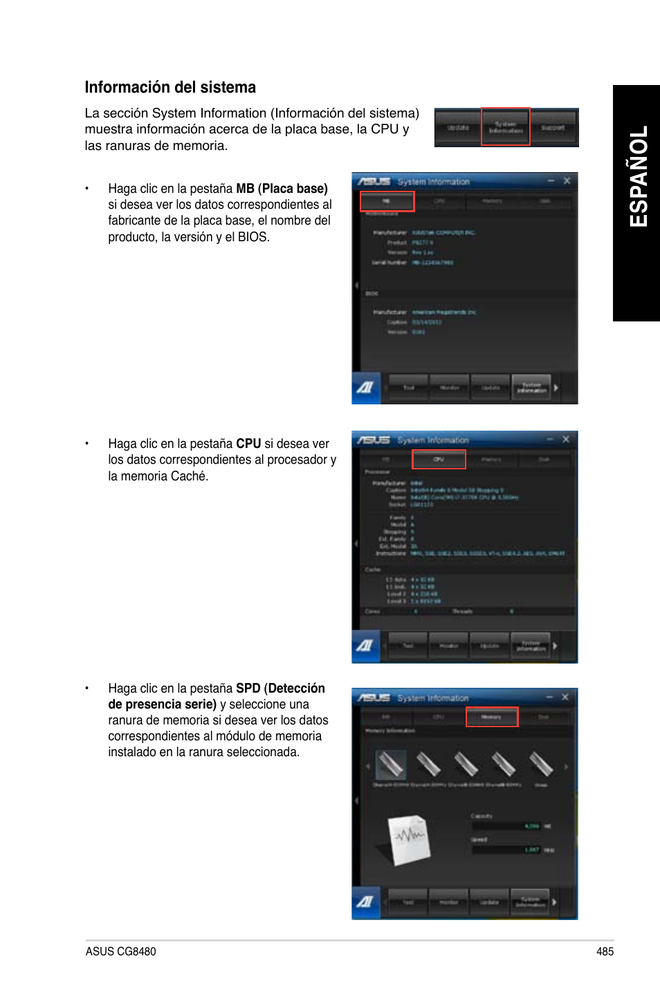 Es pa ño l es pa ño l | Asus CG8480 User Manual | Page 487 / 836