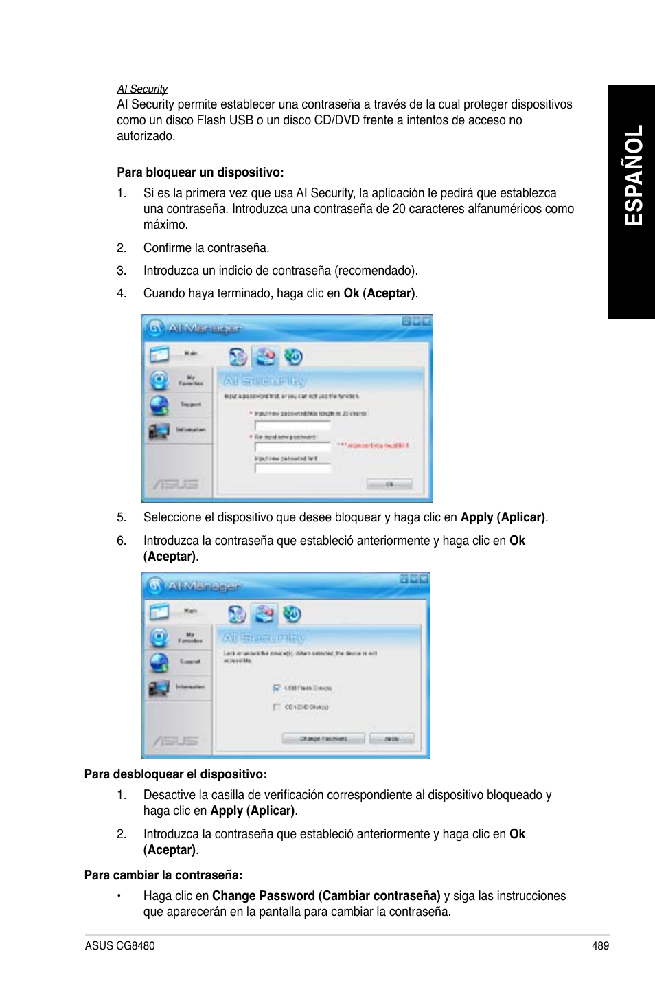 Es pa ño l es pa ño l | Asus CG8480 User Manual | Page 491 / 836