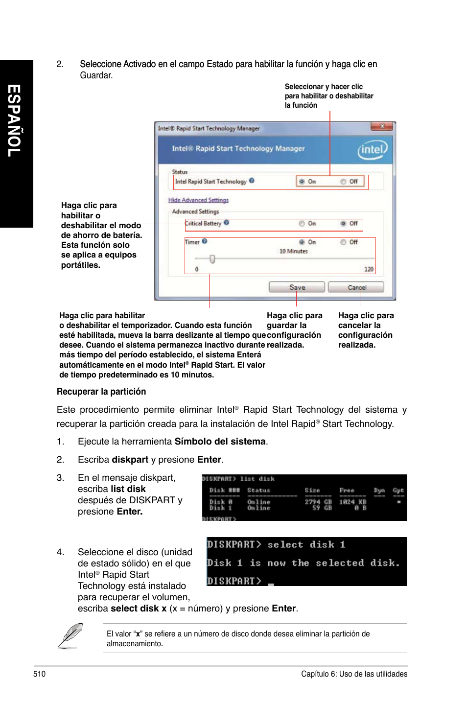 Es pa ño l es pa ño l es pa ño l es pa ño l | Asus CG8480 User Manual | Page 512 / 836