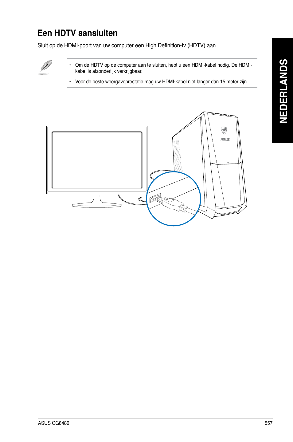 Een hdtv aansluiten, Nederlands | Asus CG8480 User Manual | Page 559 / 836