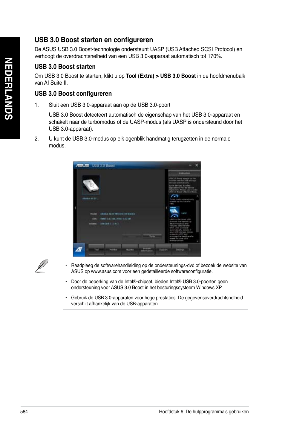 Nederlands, Sb 3.0 boost starten en configureren | Asus CG8480 User Manual | Page 586 / 836