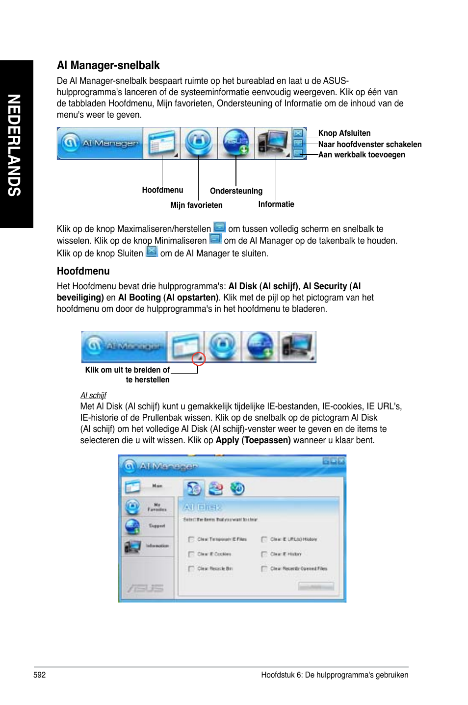 Nederlands, Al manager-snelbalk | Asus CG8480 User Manual | Page 594 / 836