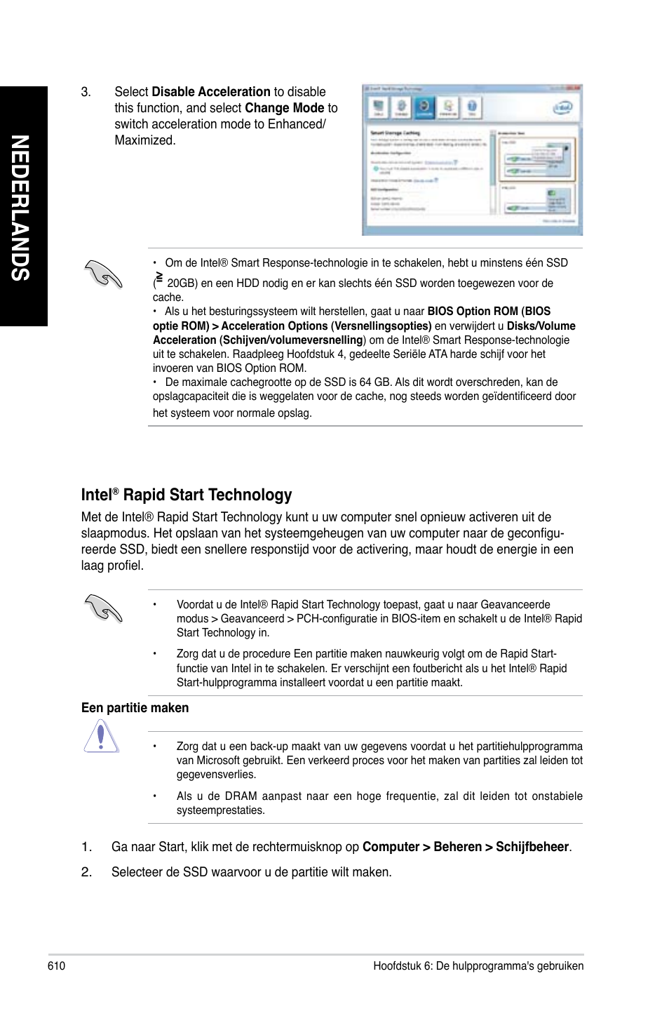 Nederlands, Intel, Rapid start technology | Asus CG8480 User Manual | Page 612 / 836