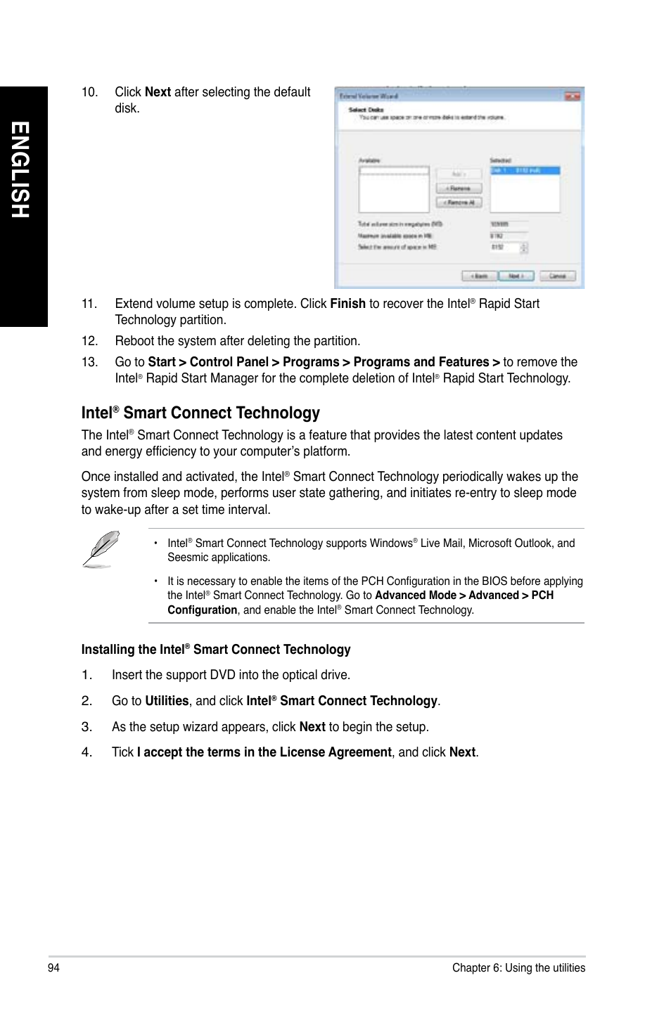 En gl is h en gl is h en gl is h en gl is h, Intel, Smart.connect.technology | Asus CG8480 User Manual | Page 96 / 836