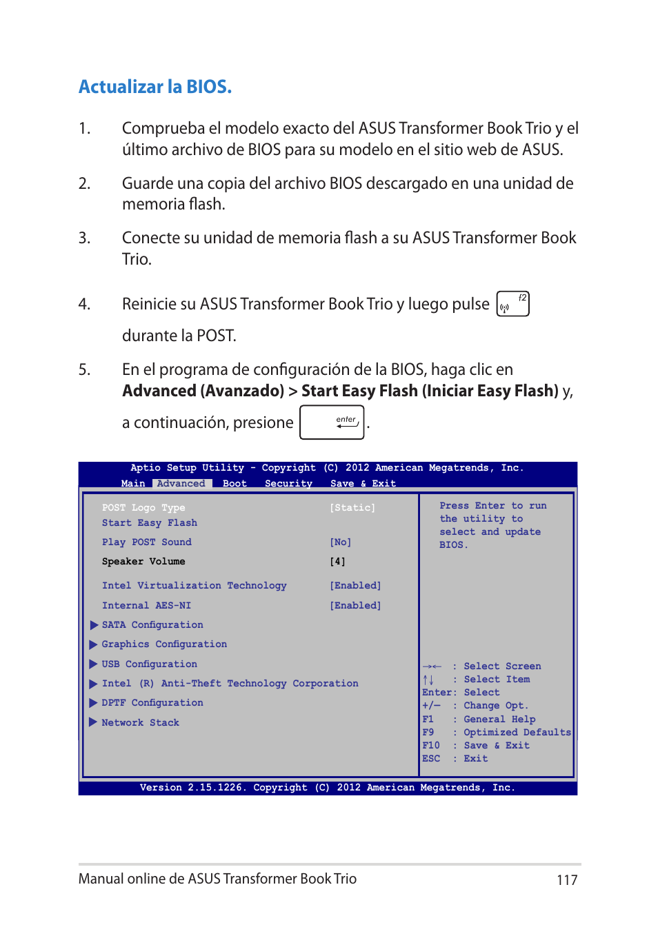 Actualizar la bios | Asus TX201LA User Manual | Page 117 / 152