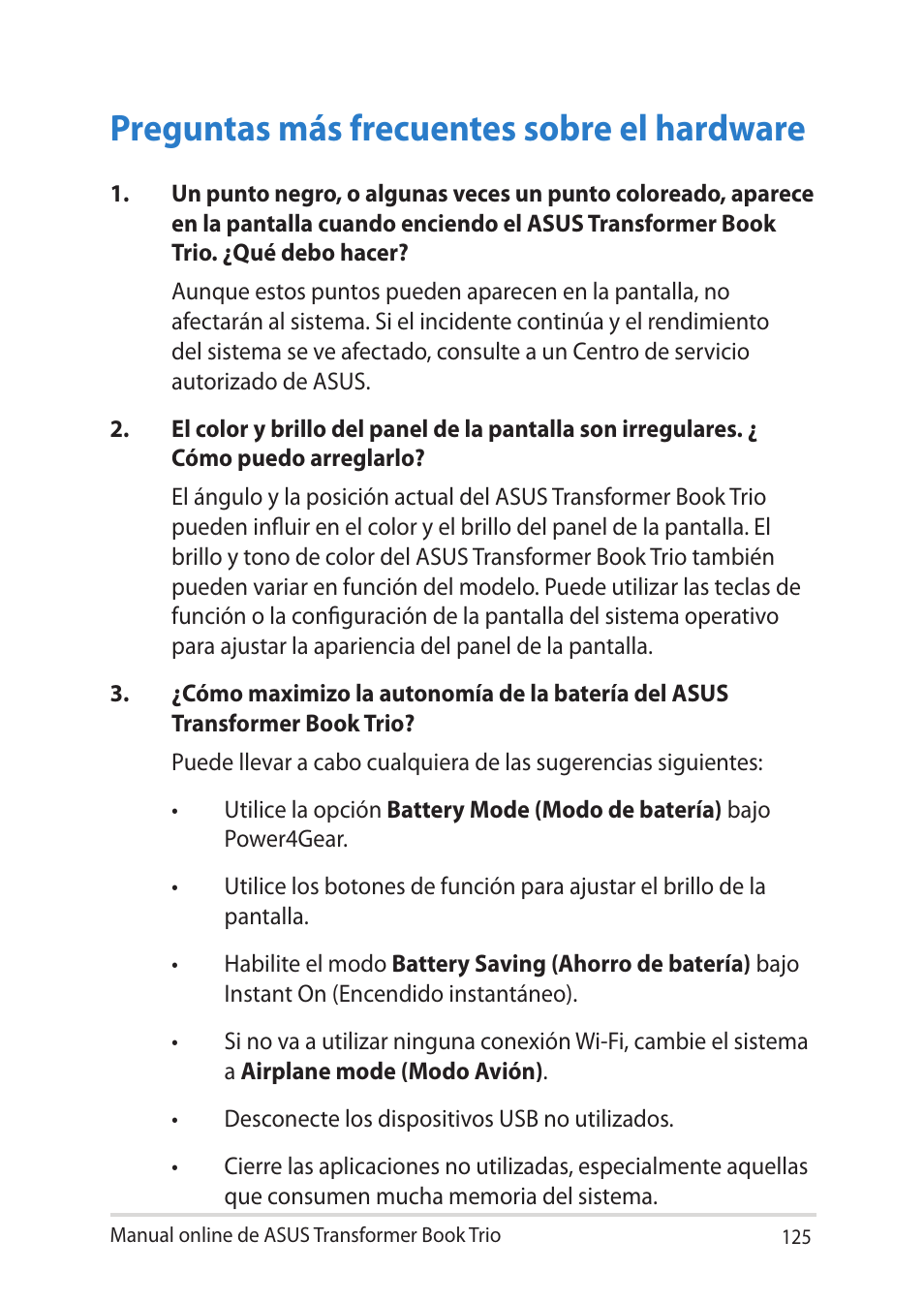 Preguntas más frecuentes sobre el hardware | Asus TX201LA User Manual | Page 125 / 152