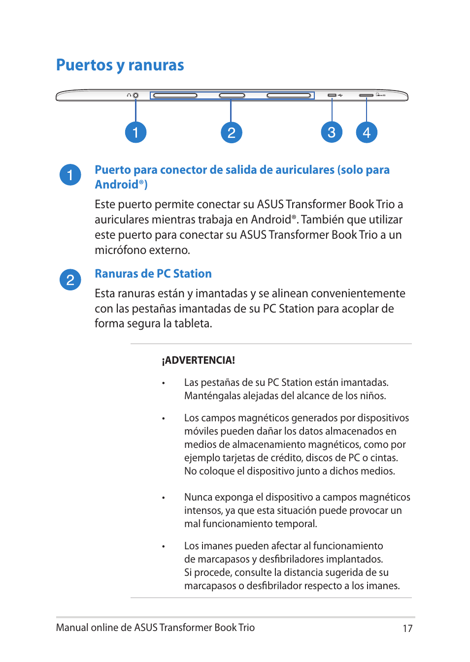 Puertos y ranuras | Asus TX201LA User Manual | Page 17 / 152