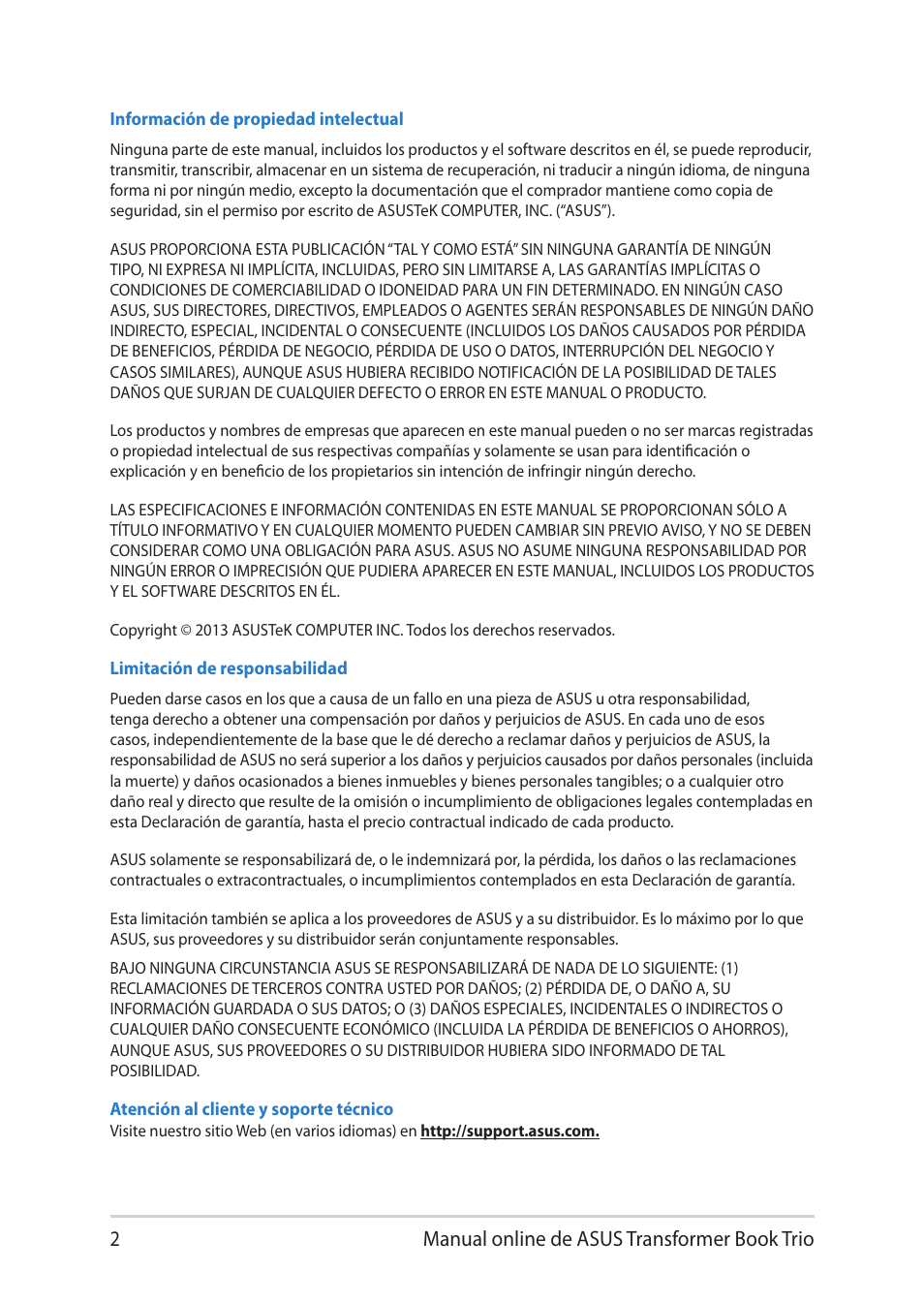 Manual online de asus transformer book trio | Asus TX201LA User Manual | Page 2 / 152