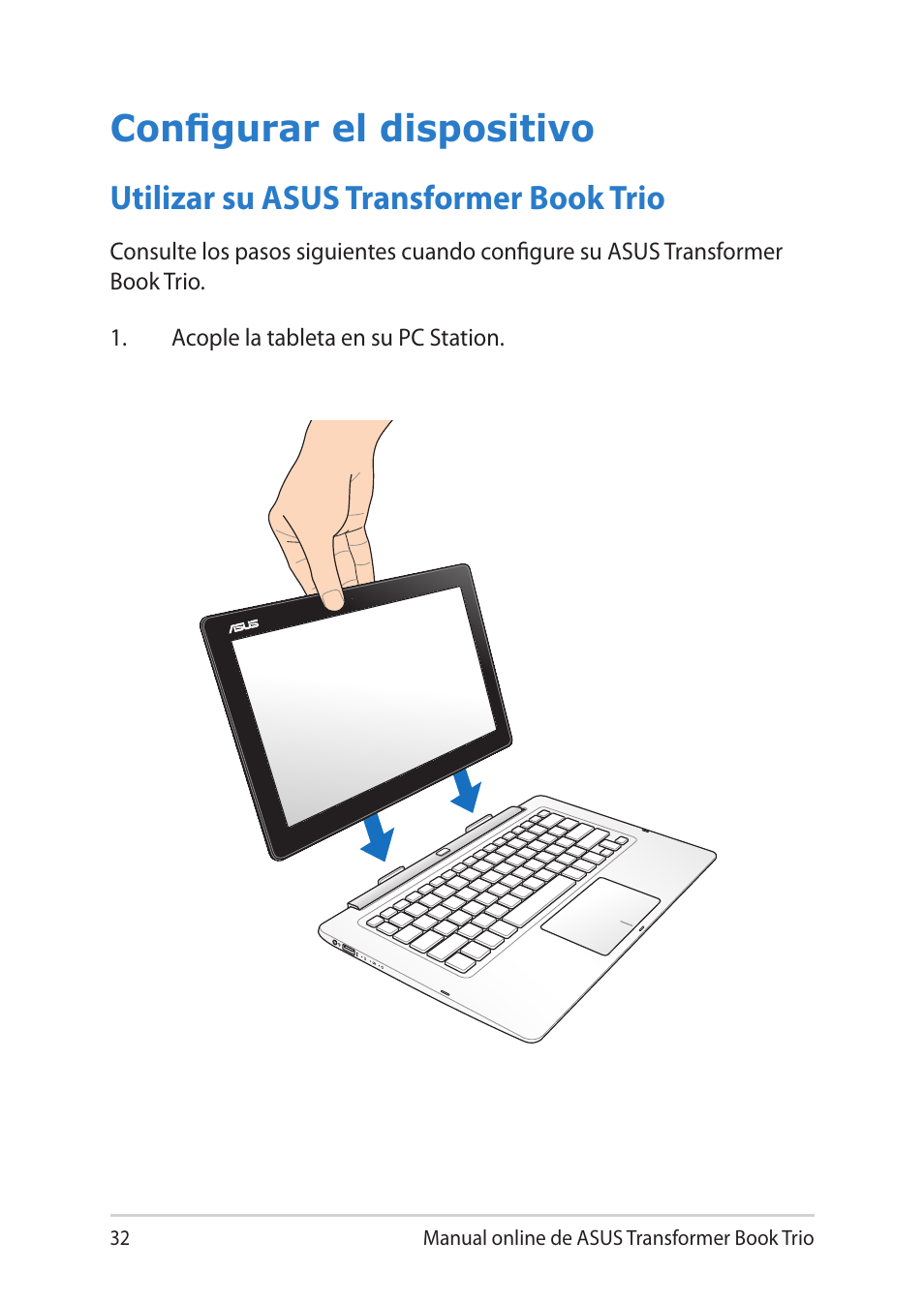Configurar el dispositivo, Utilizar su asus transformer book trio | Asus TX201LA User Manual | Page 32 / 152