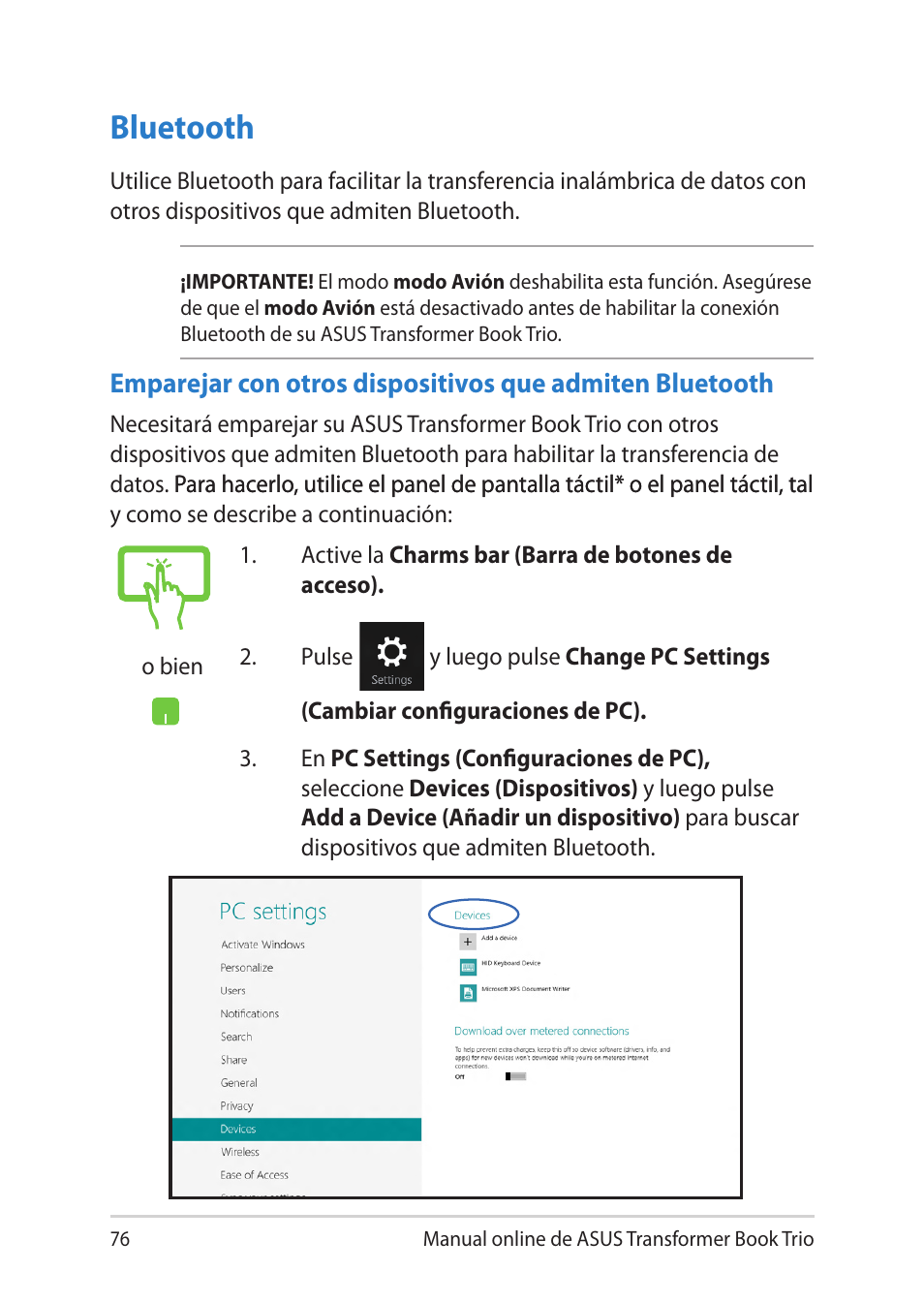 Bluetooth | Asus TX201LA User Manual | Page 76 / 152