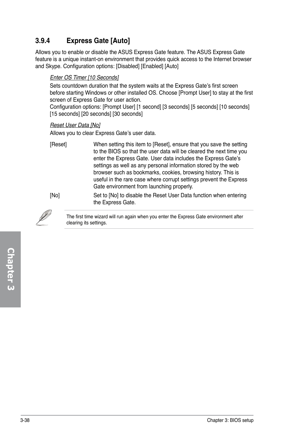 4 express gate [auto, Express gate -38, Chapter 3 | Asus P7H55-M PRO User Manual | Page 94 / 110