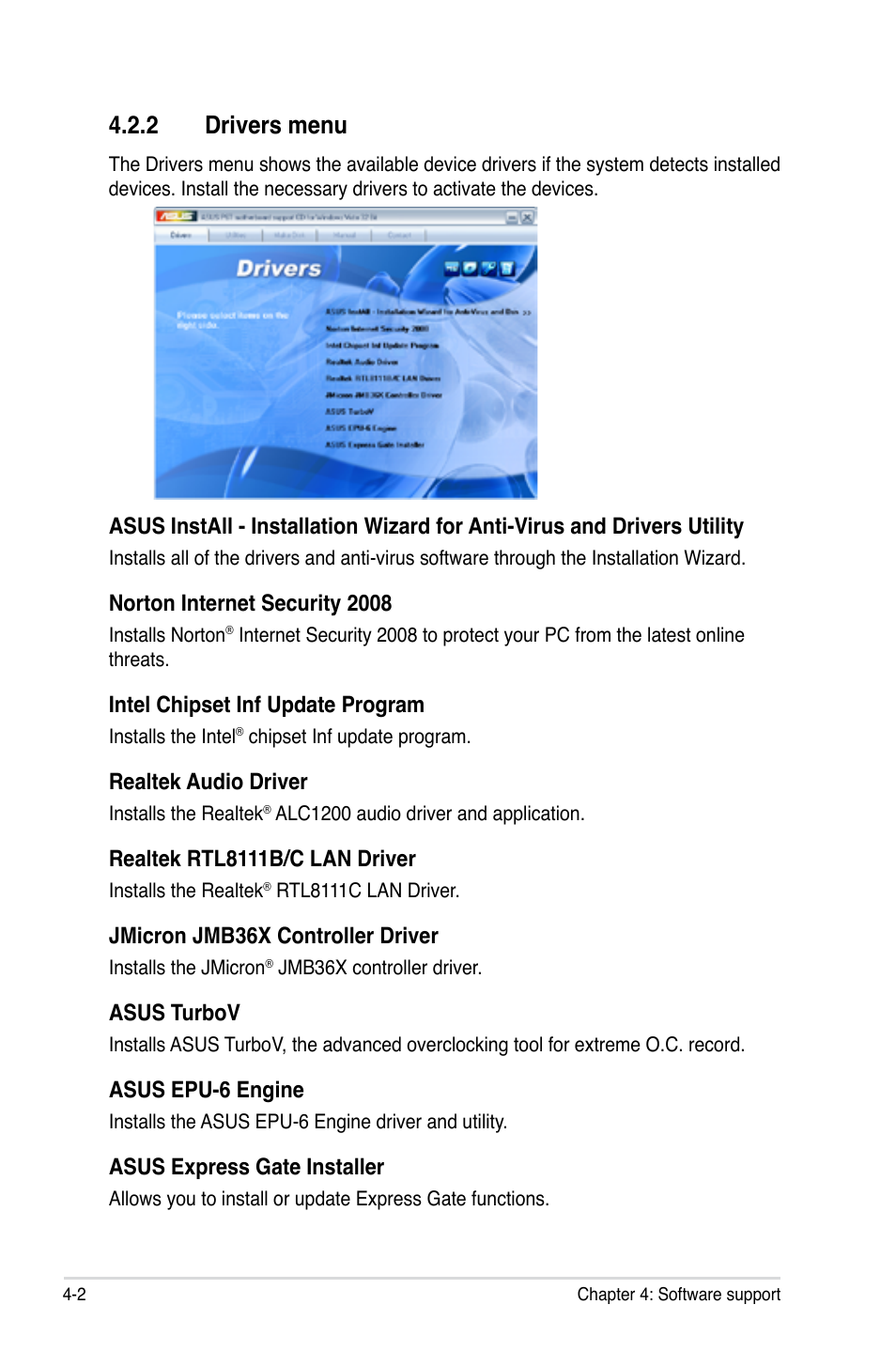 2 drivers menu, Drivers menu -2 | Asus P6T User Manual | Page 118 / 188