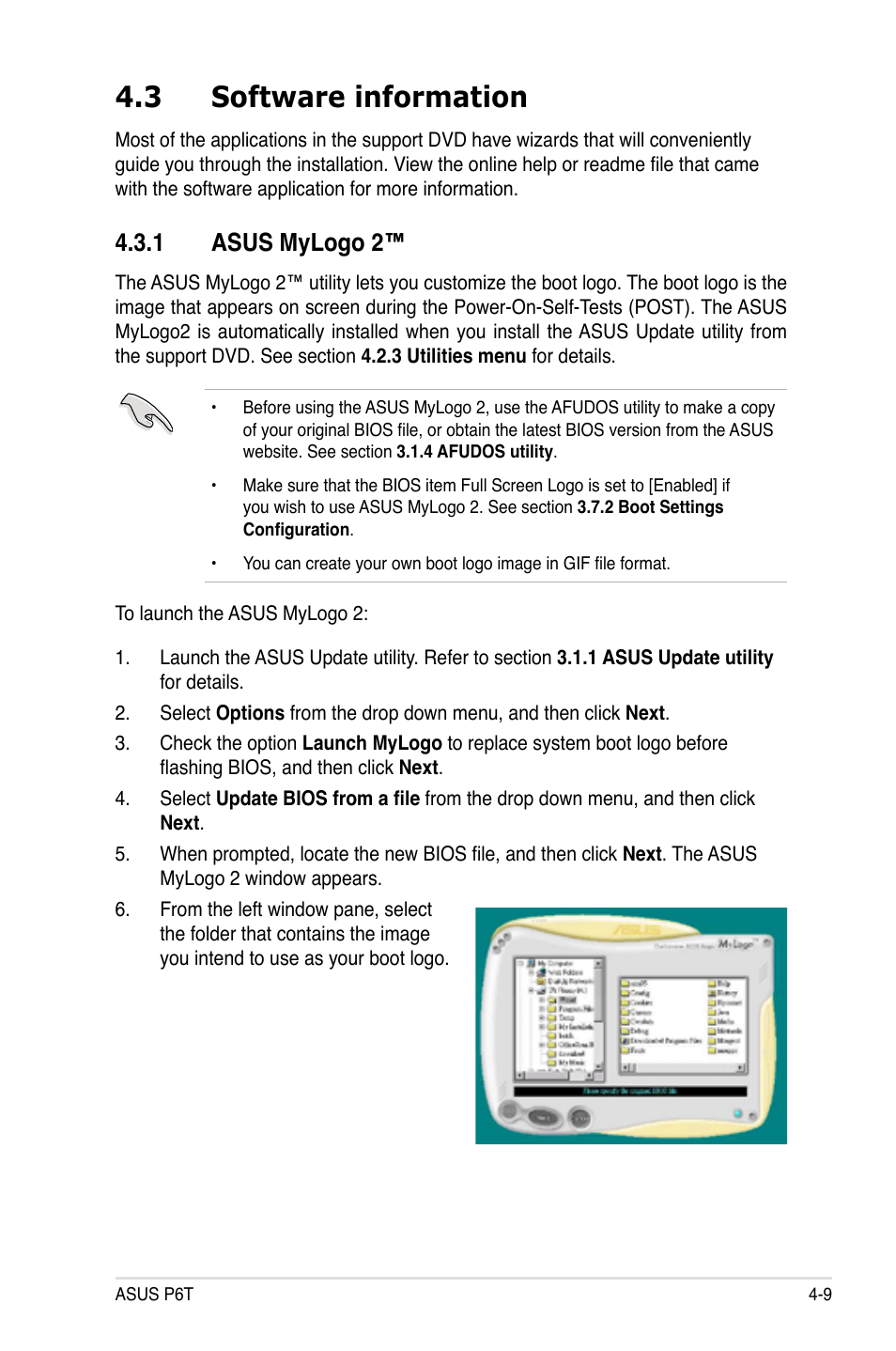 3 software information, 1 asus mylogo 2, Software information -9 4.3.1 | Asus mylogo 2™ -9 | Asus P6T User Manual | Page 125 / 188