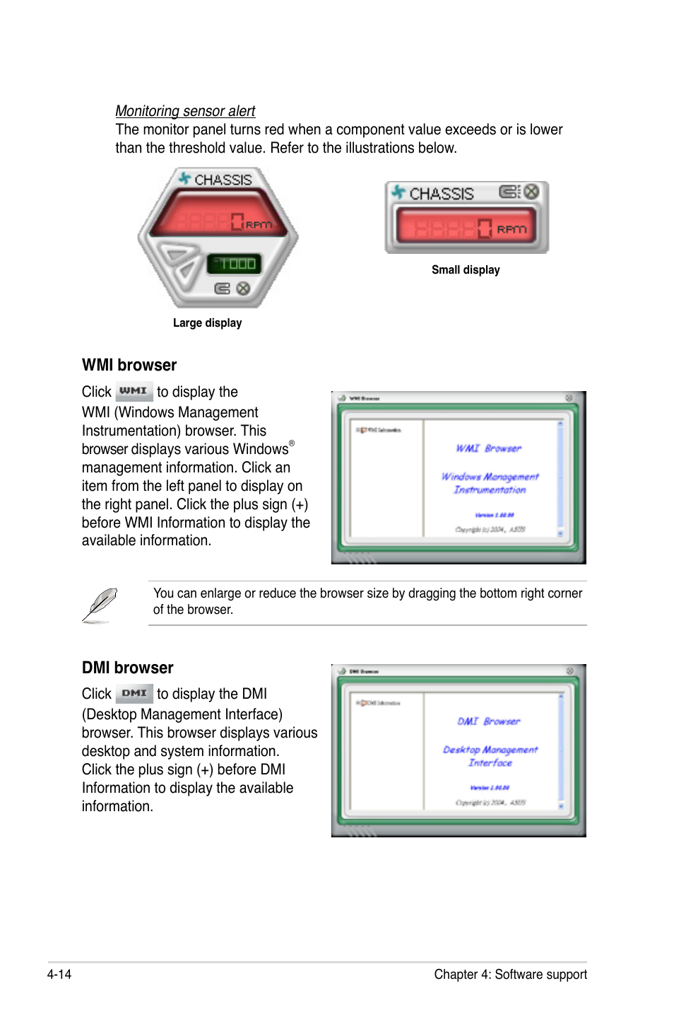 Wmi browser, Dmi browser | Asus P6T User Manual | Page 130 / 188