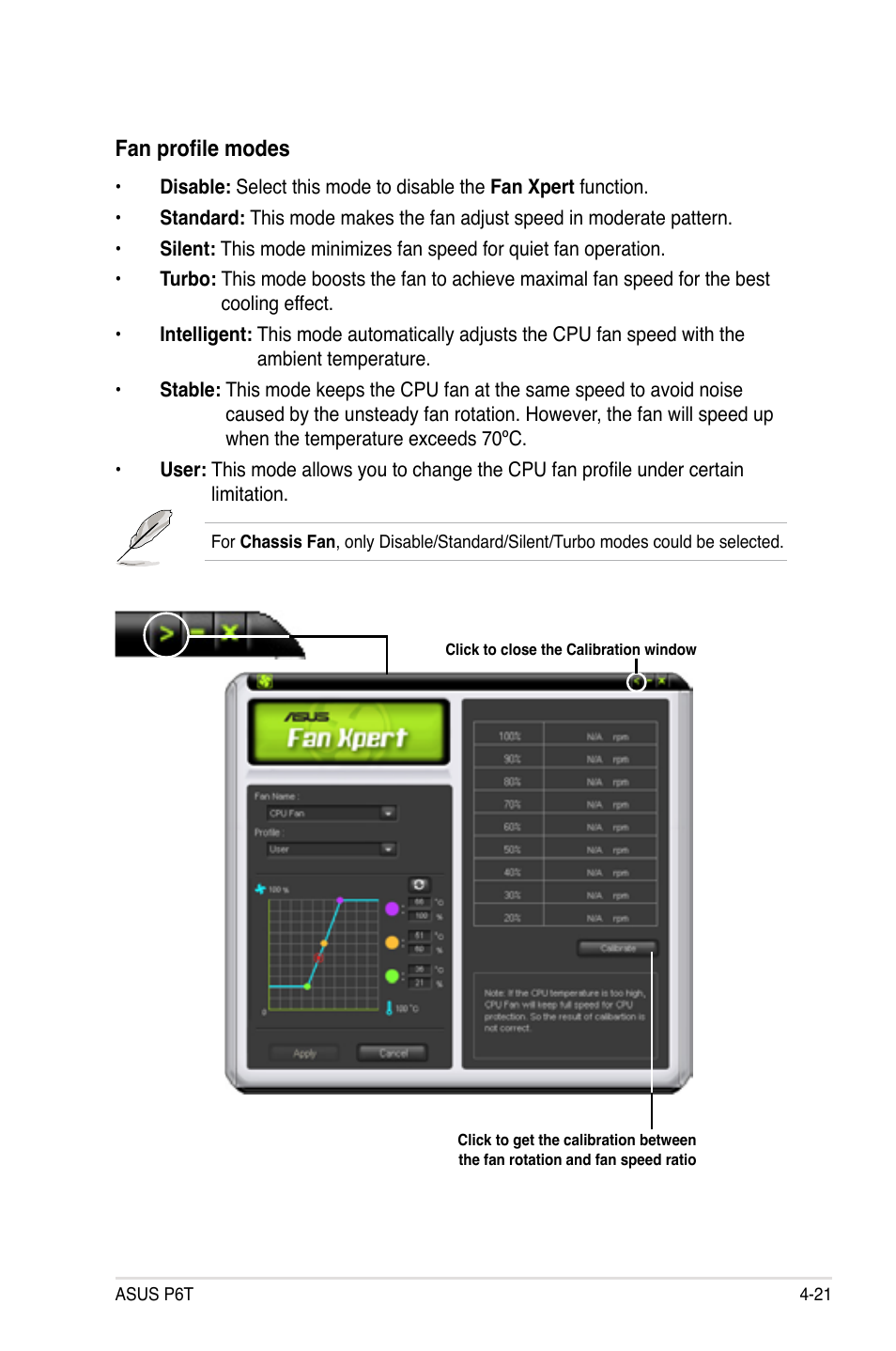 Fan profile modes | Asus P6T User Manual | Page 137 / 188