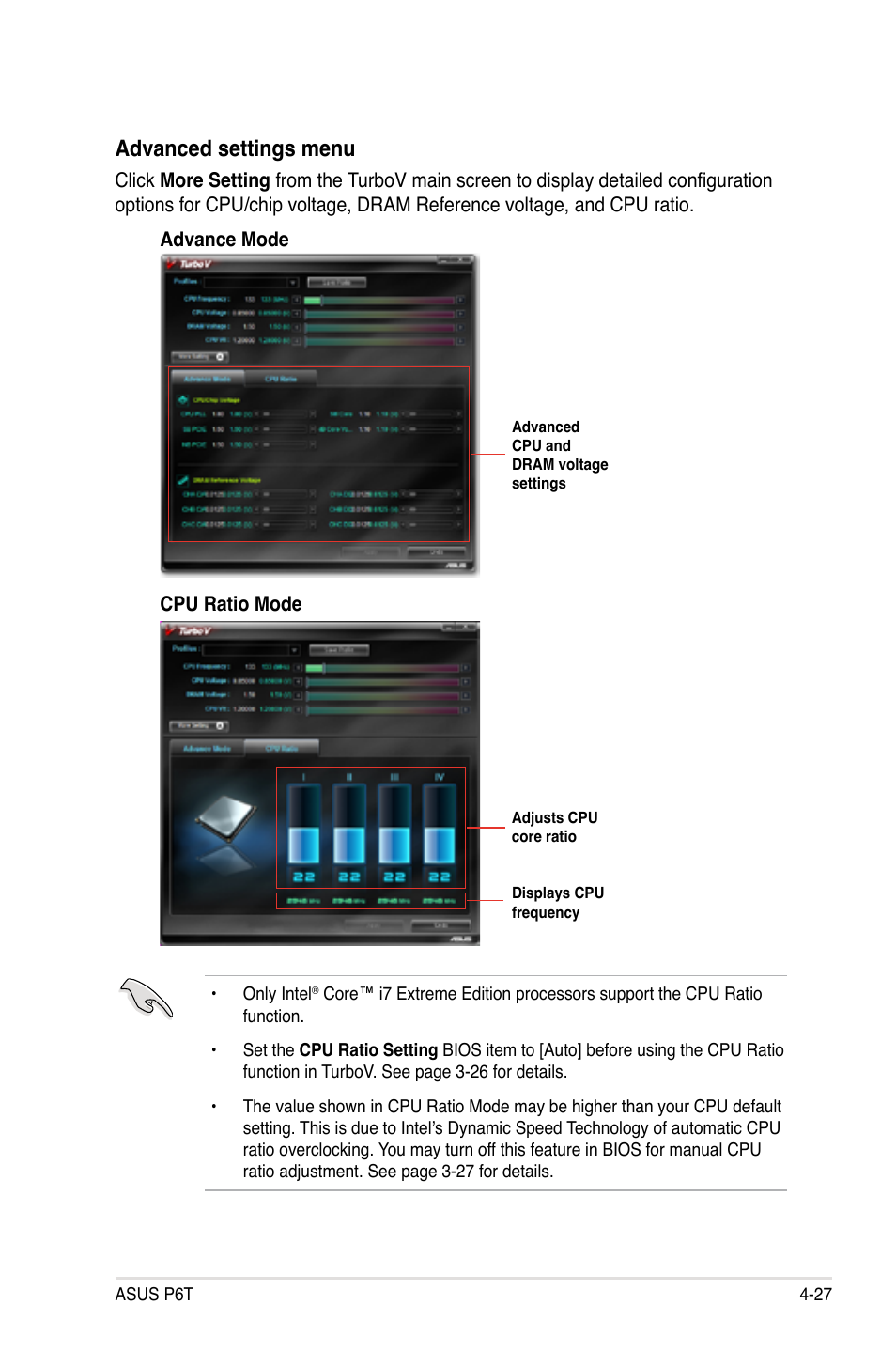 Advanced settings menu | Asus P6T User Manual | Page 143 / 188