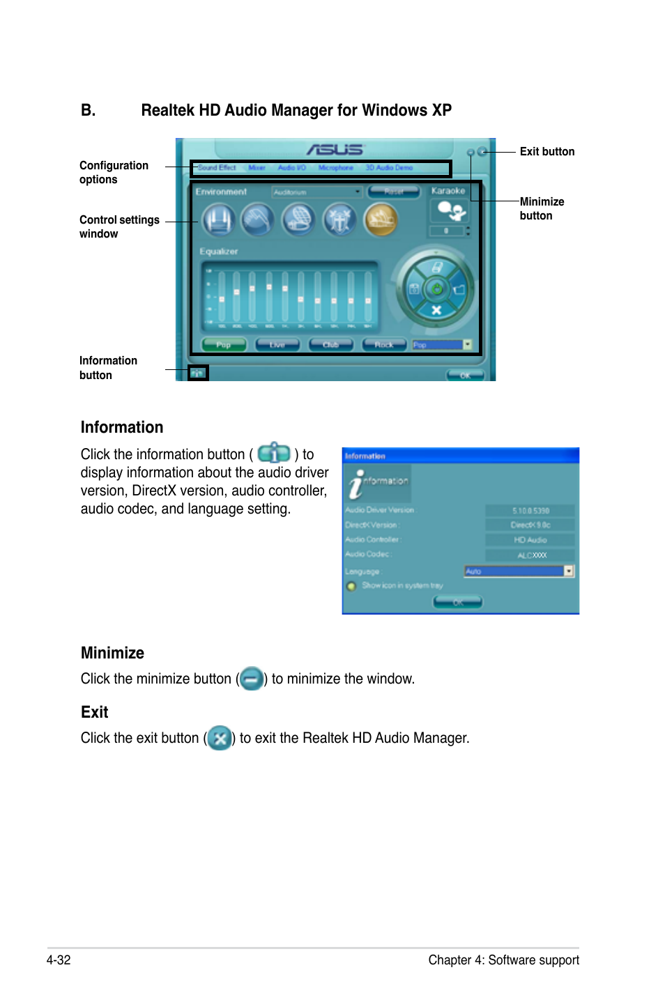 Minimize, Exit | Asus P6T User Manual | Page 148 / 188