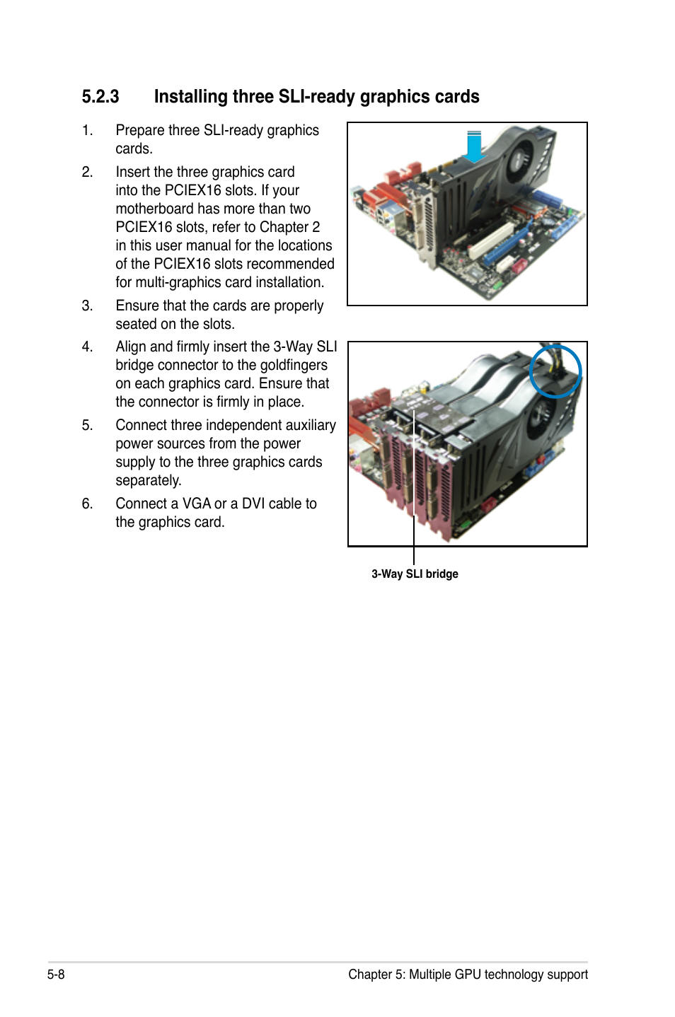 3 installing three sli-ready graphics cards, Installing three sli-ready graphics cards -8 | Asus P6T User Manual | Page 184 / 188