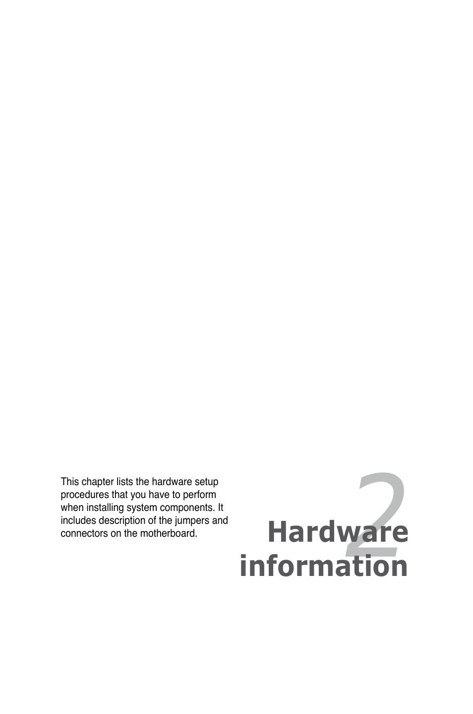Chapter 2: hardware information, Chapter 2, Hardware information | Asus P6T User Manual | Page 23 / 188