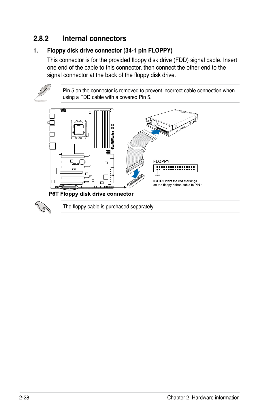 2 internal connectors, Internal connectors -28 | Asus P6T User Manual | Page 52 / 188