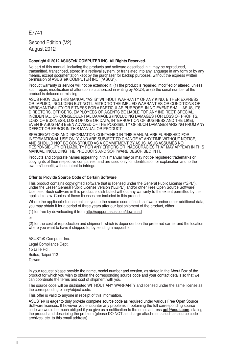 Asus P8B75-M LX/TW User Manual | Page 2 / 76