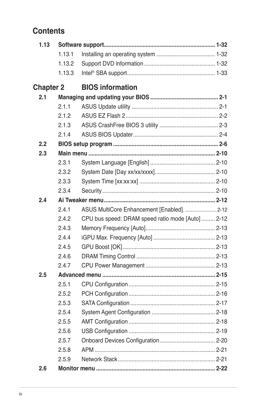 Asus P8B75-M LX/TW User Manual | Page 4 / 76