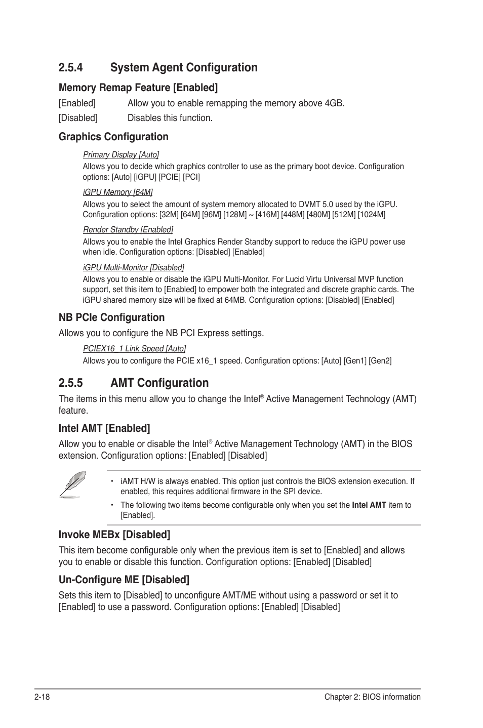 4 system agent configuration, 5 amt configuration, System agent configuration -18 | Amt configuration -18 | Asus P8B75-M LX/TW User Manual | Page 62 / 76