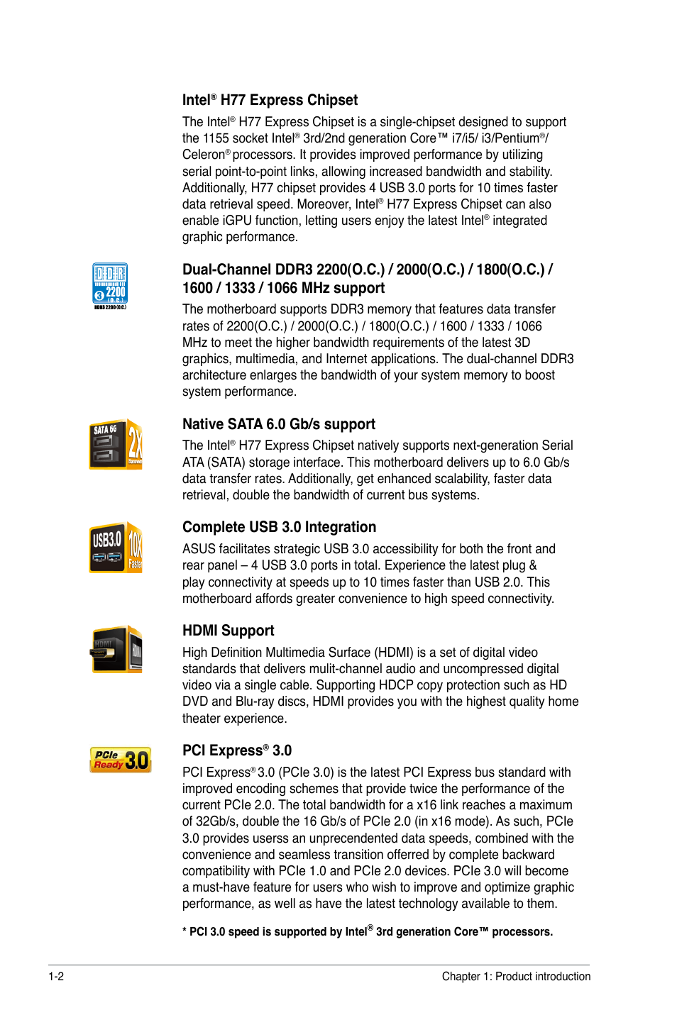 Asus P8H77-M LE User Manual | Page 12 / 76