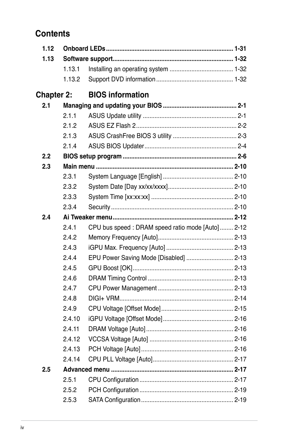 Asus P8H77-M LE User Manual | Page 4 / 76