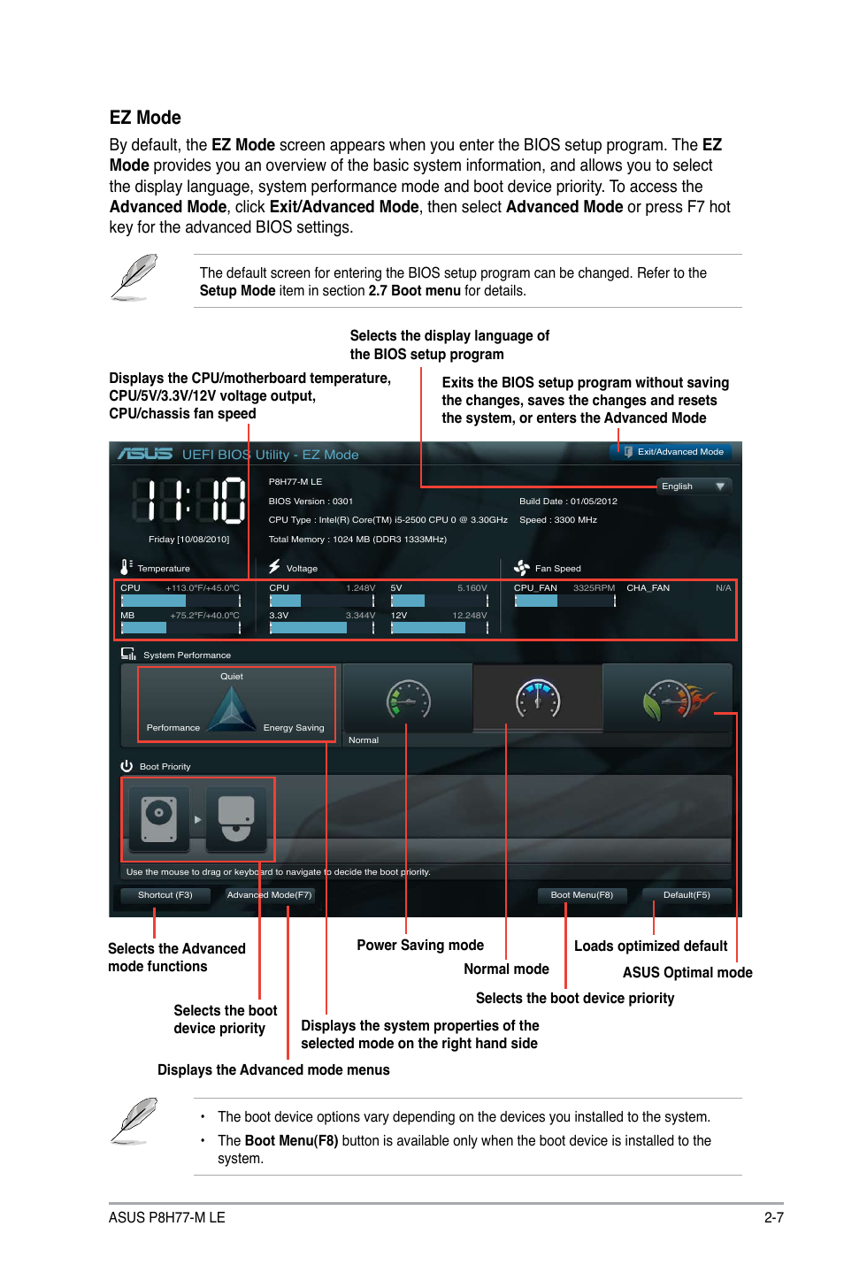 Ez mode, 7 asus p8h77-m le | Asus P8H77-M LE User Manual | Page 49 / 76