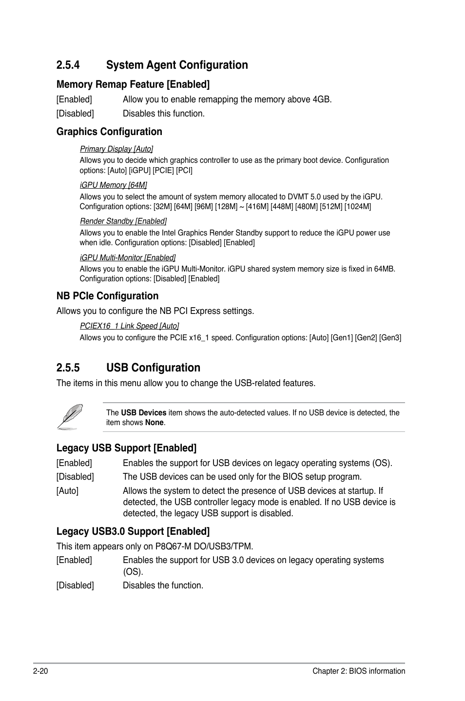4 system agent configuration, 5 usb configuration, System agent configuration -20 | Usb configuration -20 | Asus P8H77-M LE User Manual | Page 62 / 76