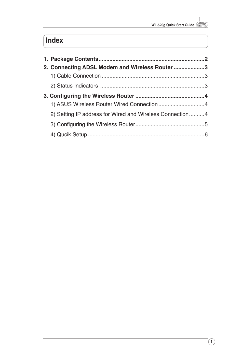 Index | Asus WL-520G User Manual | Page 3 / 14