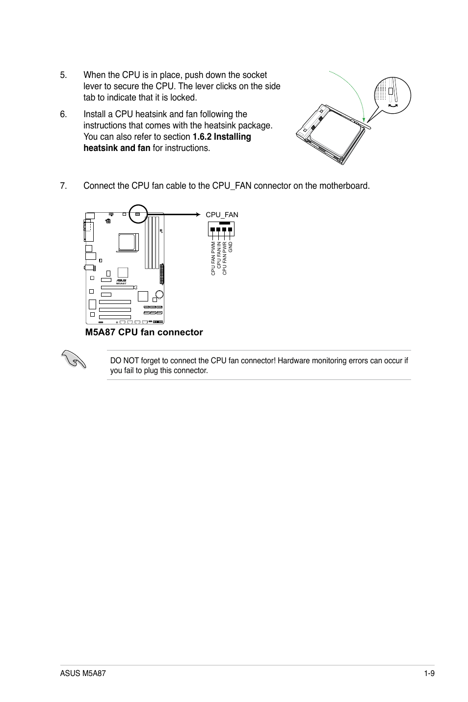 M5a87 cpu fan connector | Asus M5A87 User Manual | Page 21 / 70