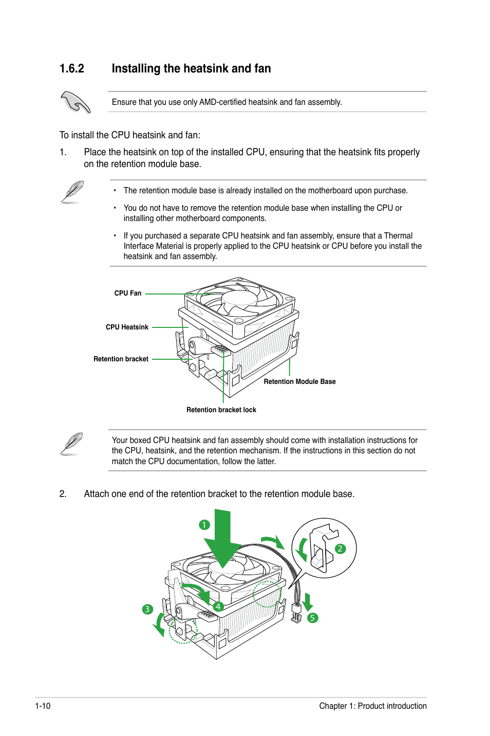 2 installing the heatsink and fan, Installing the heatsink and fan -10 | Asus M5A87 User Manual | Page 22 / 70