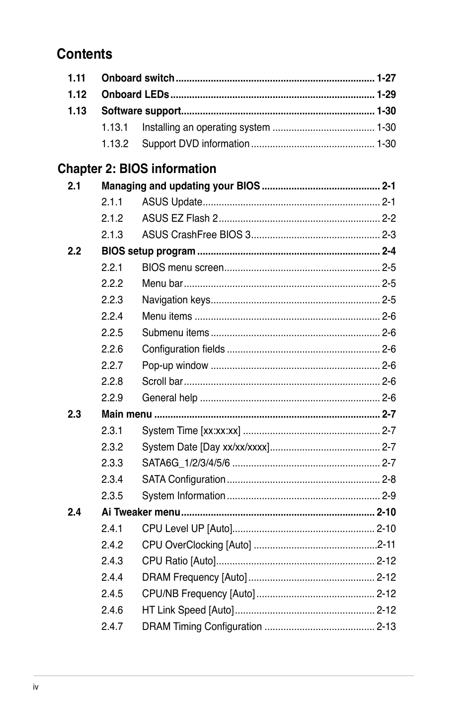 Asus M5A87 User Manual | Page 4 / 70