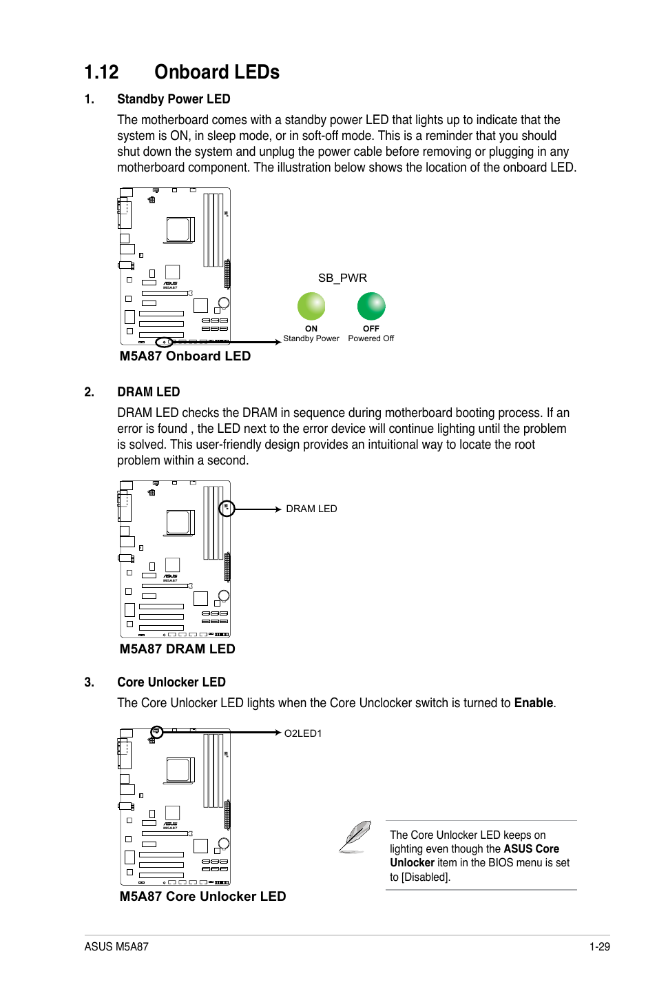 12 onboard leds, 12 onboard leds -29 | Asus M5A87 User Manual | Page 41 / 70