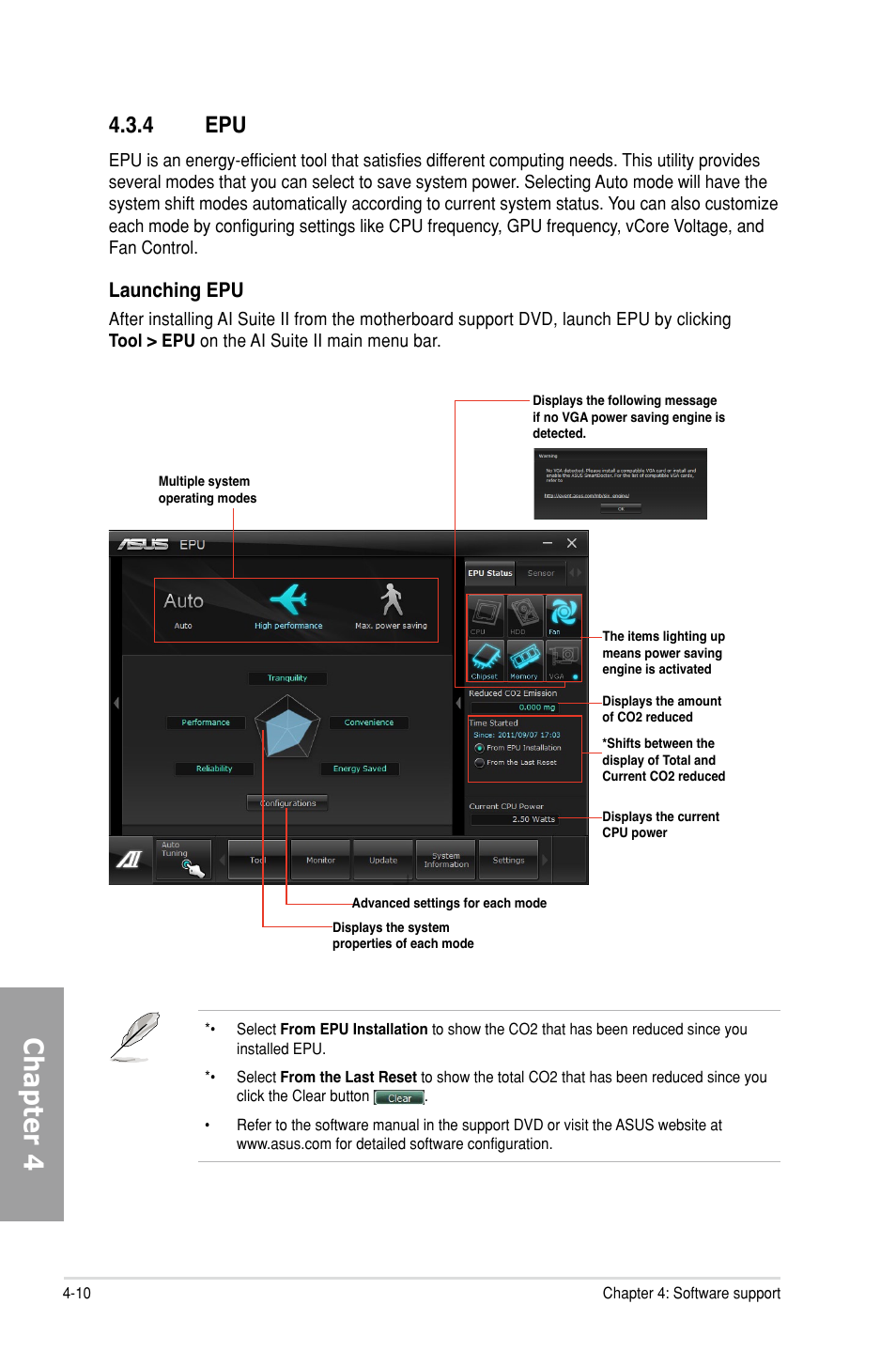 4 epu, Epu -10, Chapter 4 | Launching epu | Asus P9X79 DELUXE User Manual | Page 140 / 176