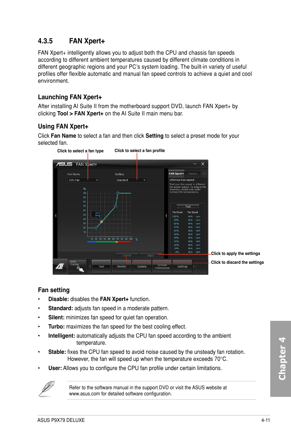 5 fan xpert, Fan xpert+ -11, Chapter 4 | Asus P9X79 DELUXE User Manual | Page 141 / 176