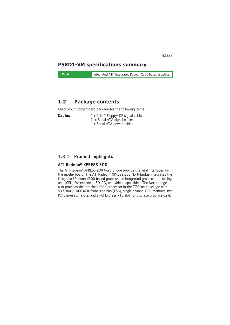 Asus P5RD1-VM User Manual | 2 pages