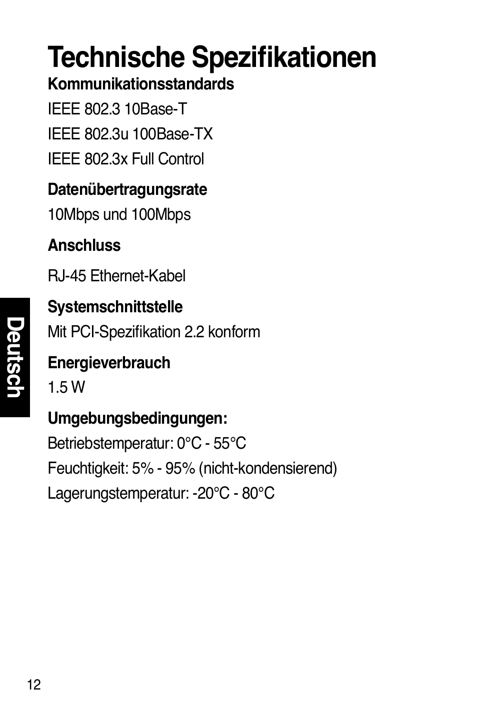 Technische spezifikationen | Asus NX1001 User Manual | Page 13 / 47