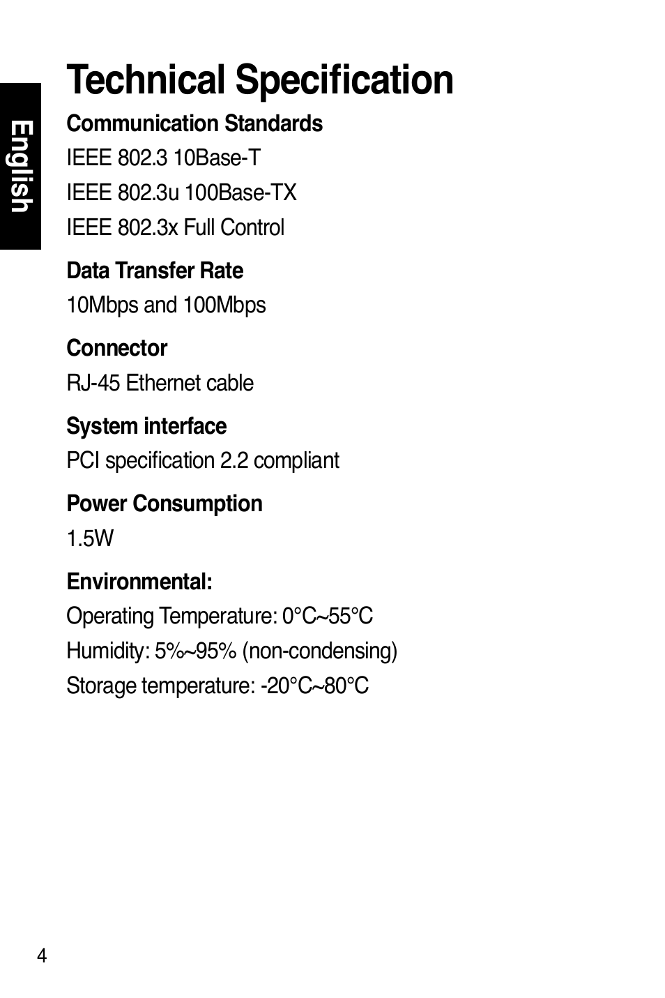 Technical specification | Asus NX1001 User Manual | Page 5 / 47