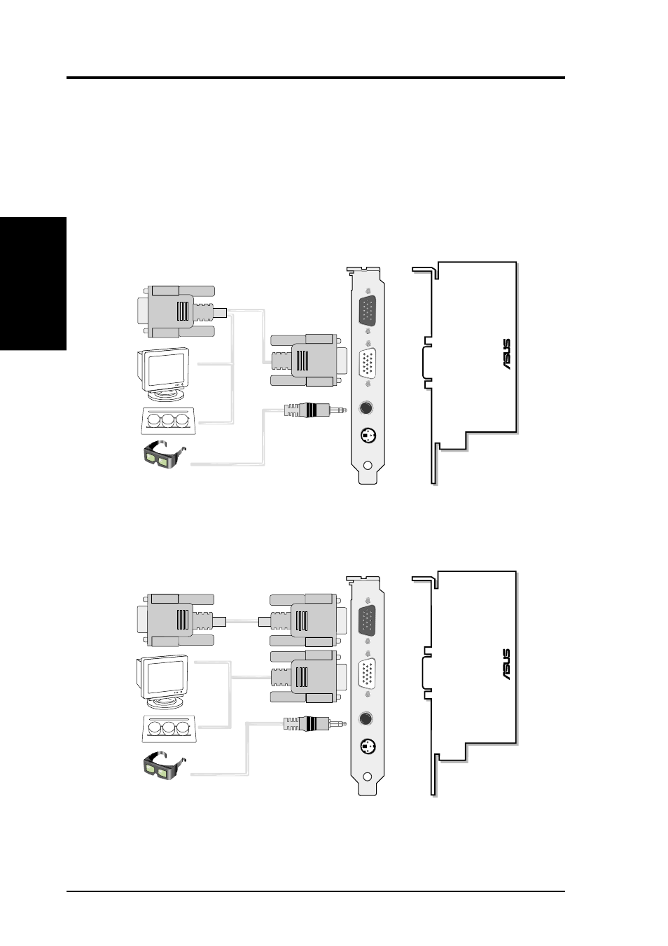 Hardware installation, Asus vr-100 optional upgrade kit, Y-type connection standard connection | Installation vr-100 | Asus AGP-V6800 Series User Manual | Page 14 / 76