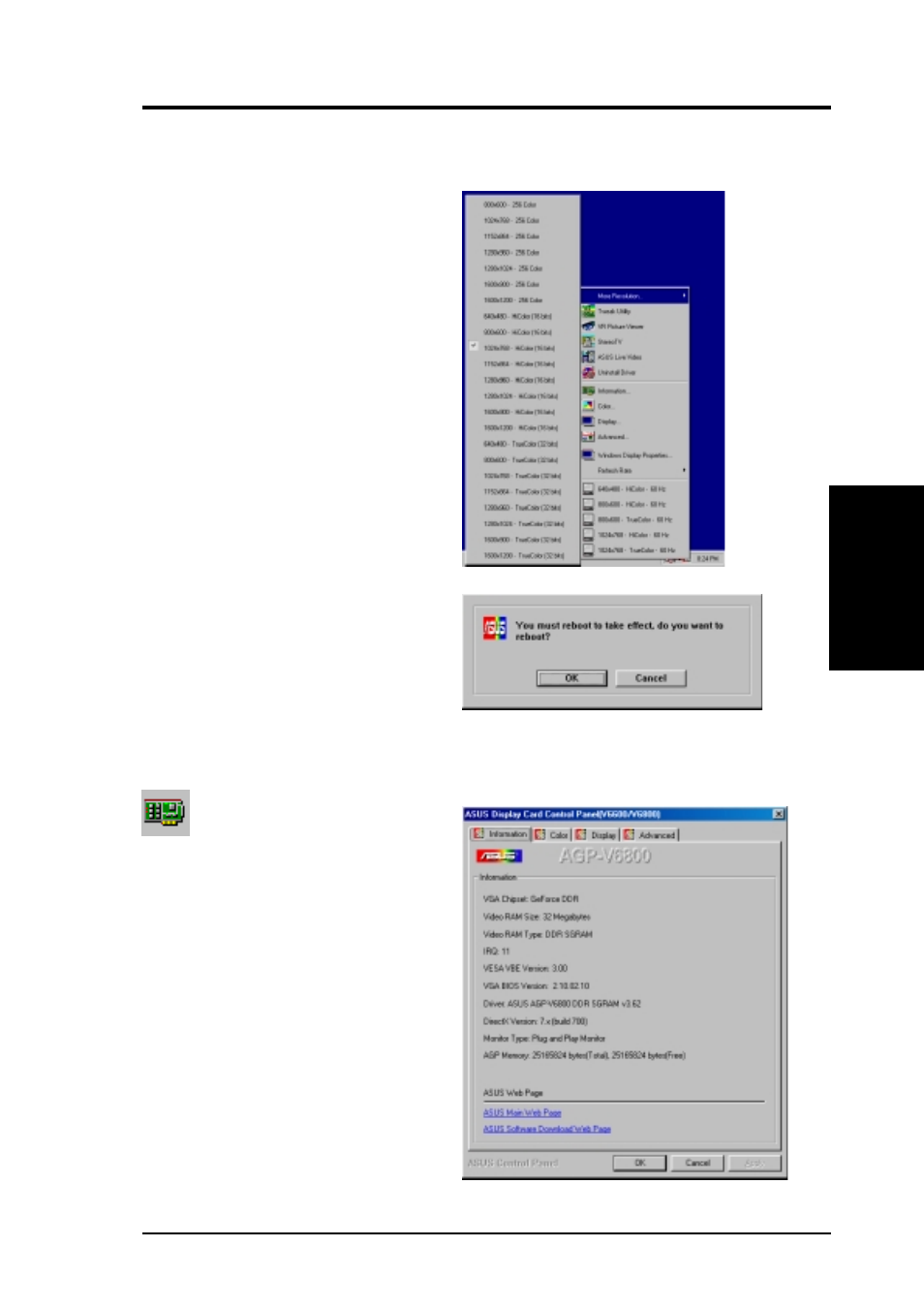 Software reference, More resolution, Information | Asus AGP-V6800 Series User Manual | Page 51 / 76