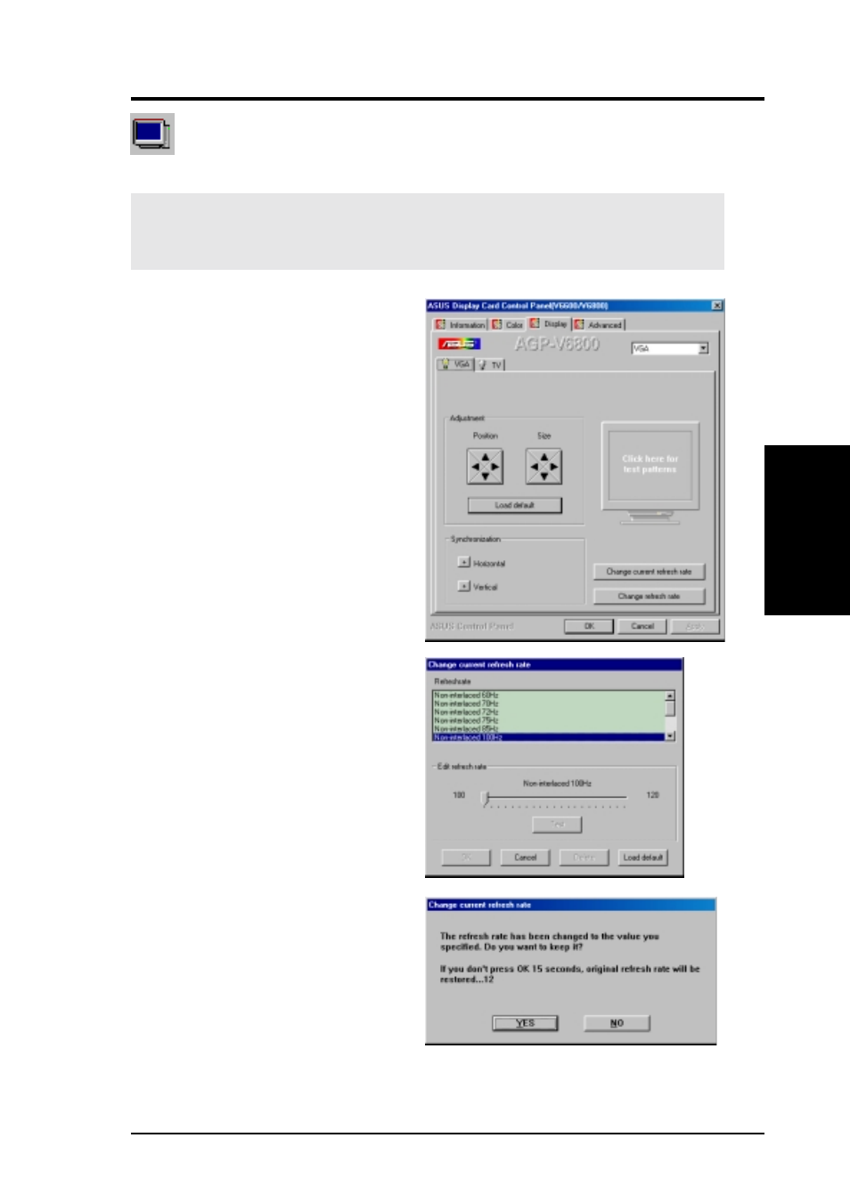 Software reference, Display | Asus AGP-V6800 Series User Manual | Page 55 / 76