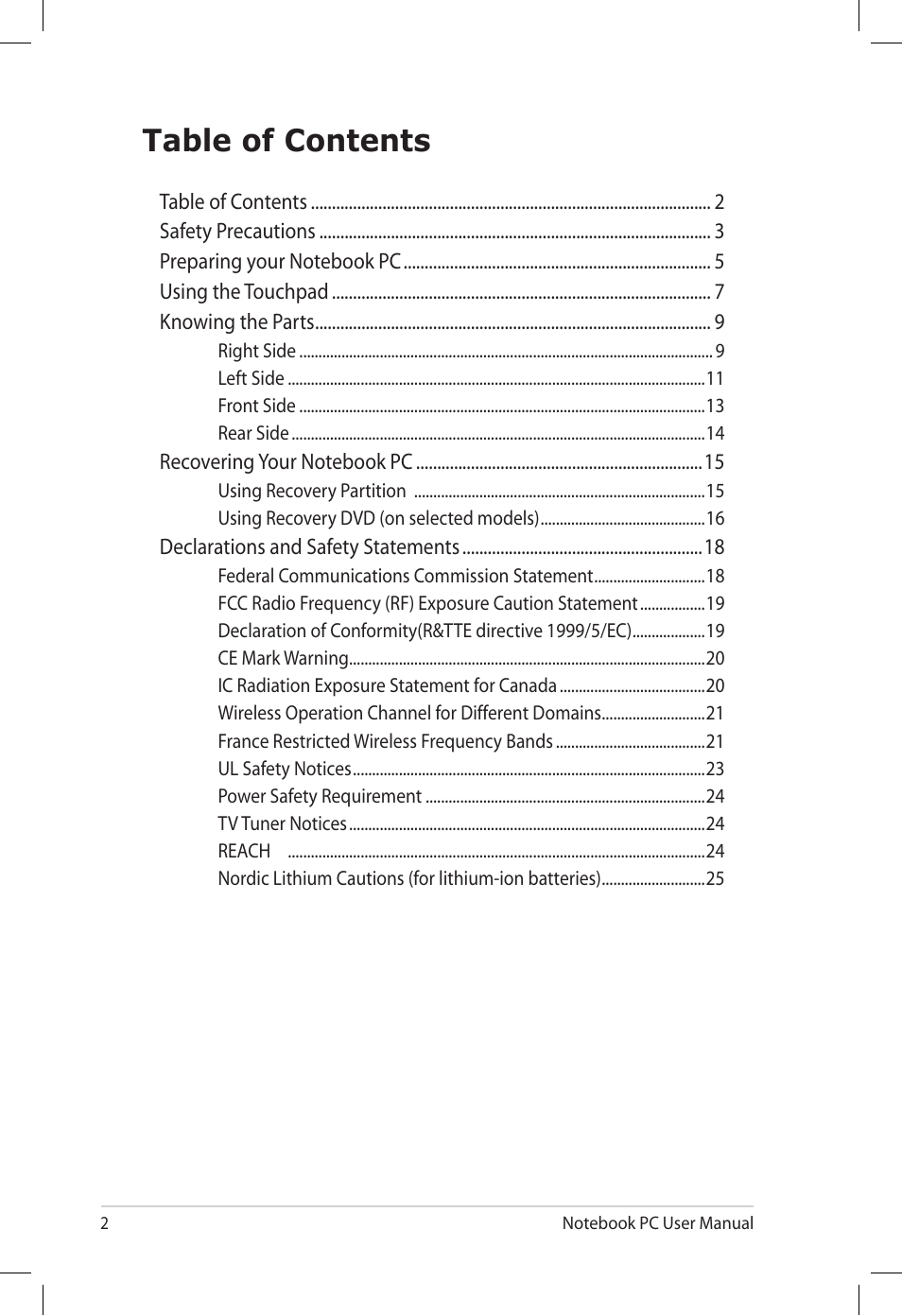 Asus N71Vg User Manual | Page 2 / 28