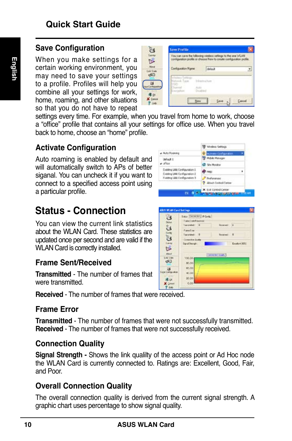 Status - connection, Quick start guide | Asus WL-169gE User Manual | Page 11 / 309