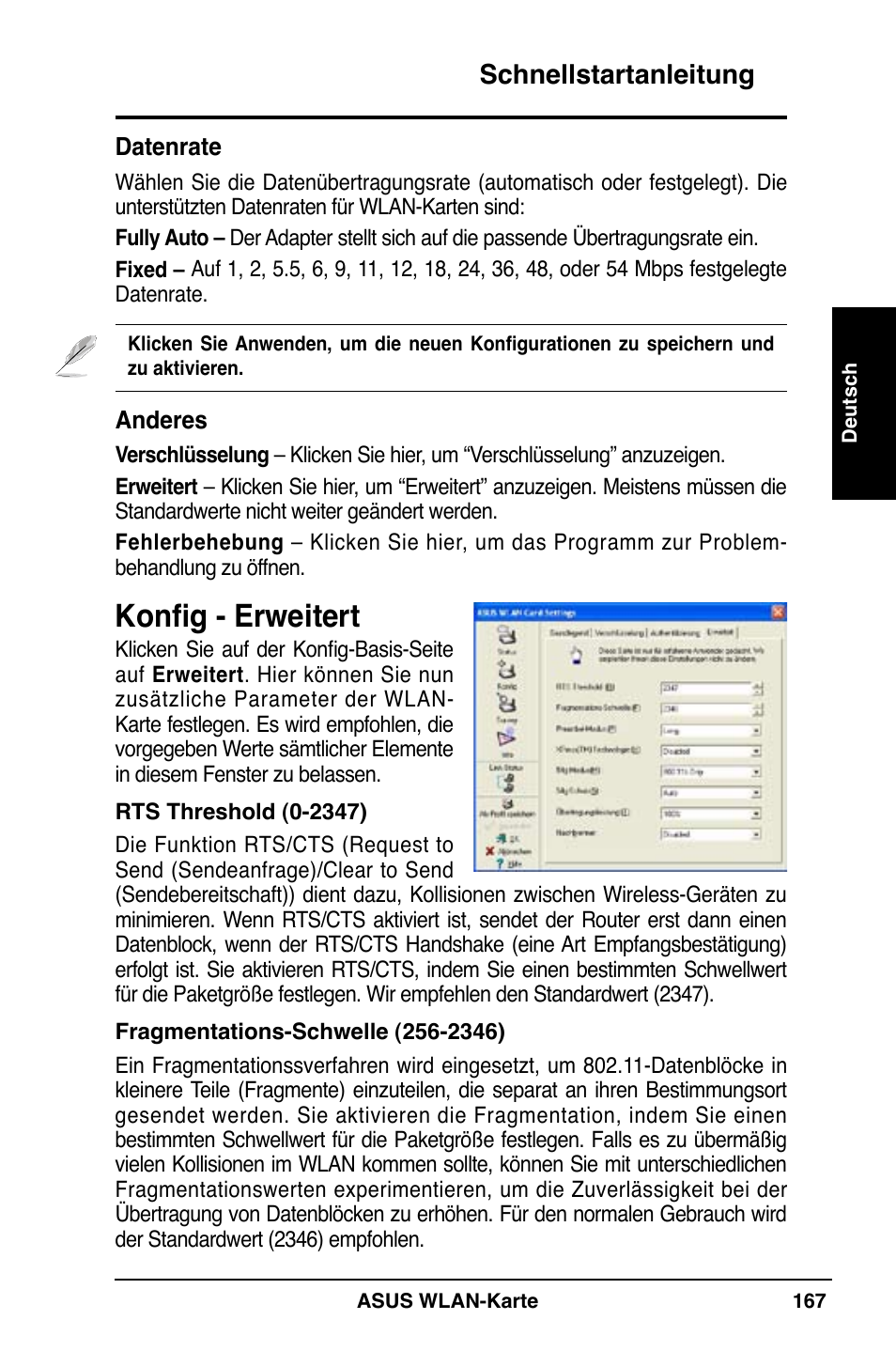 Konfig - erweitert, Schnellstartanleitung | Asus WL-169gE User Manual | Page 168 / 309