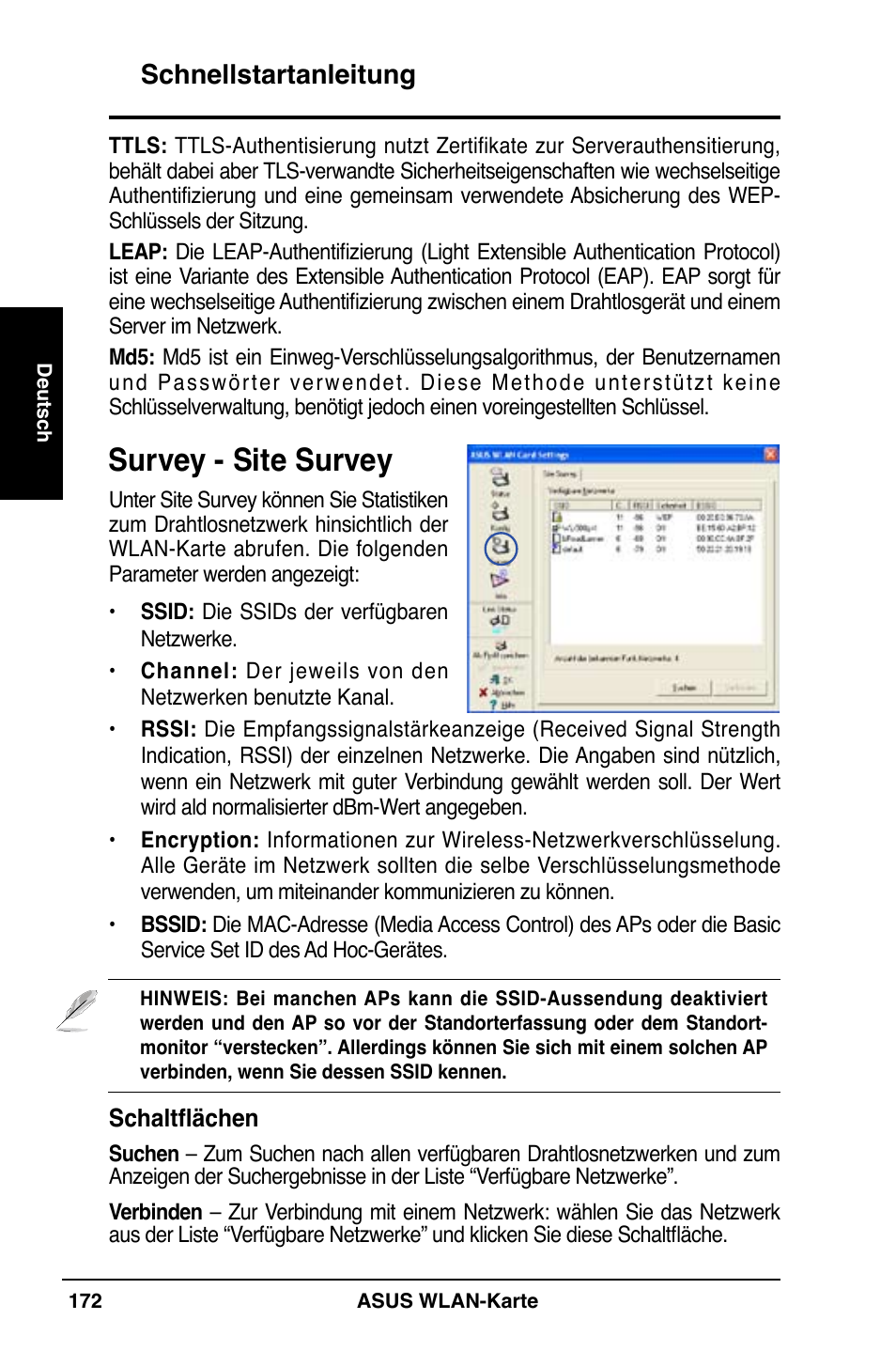Survey - site survey, Schnellstartanleitung | Asus WL-169gE User Manual | Page 173 / 309