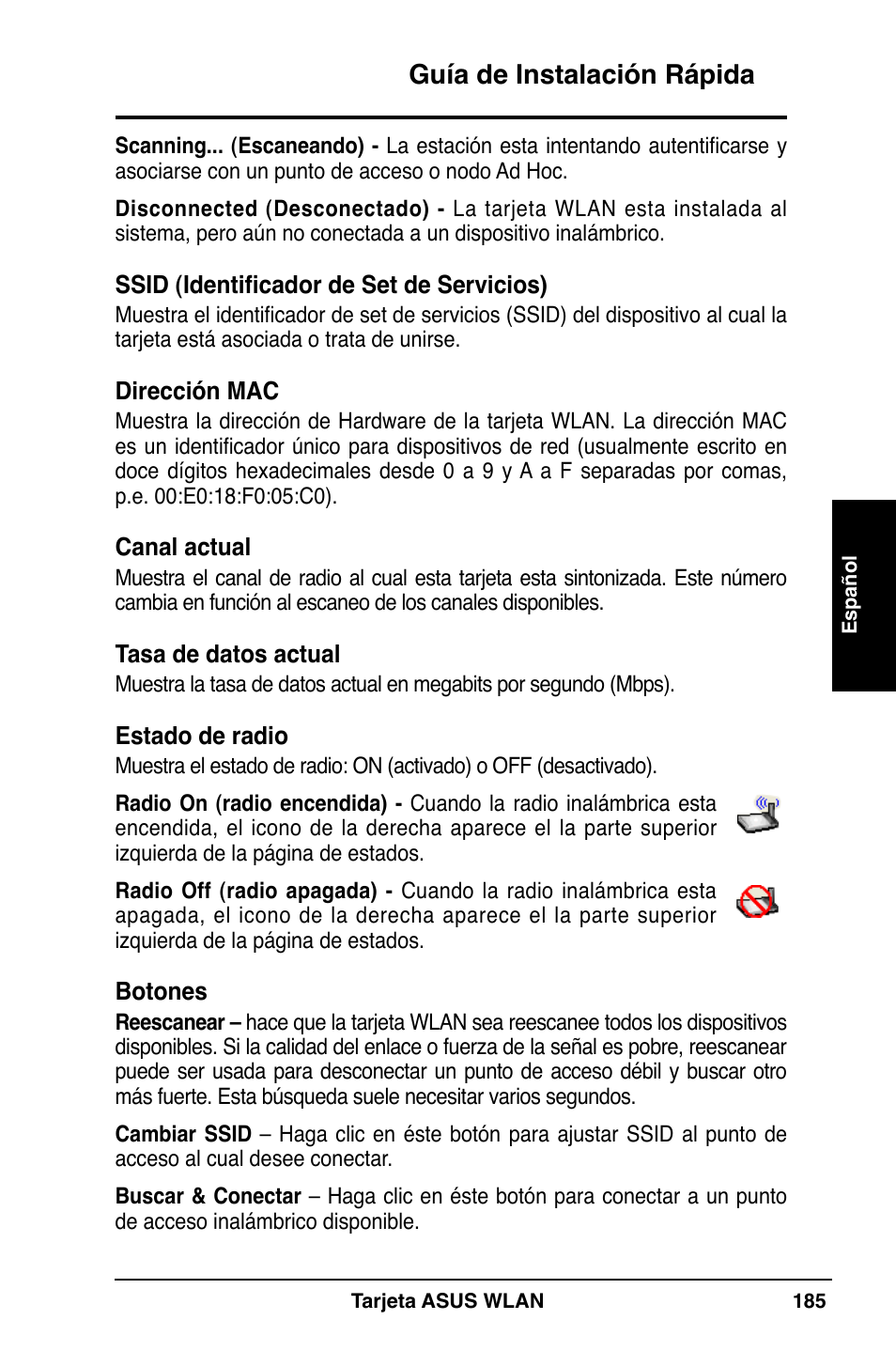 Guía de instalación rápida | Asus WL-169gE User Manual | Page 186 / 309